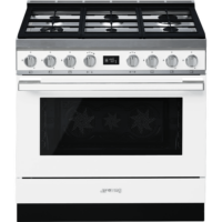 Smeg 90cm Portofino Gas Electric Pyrolytic Cooker – Ice-White CPF9GPWH