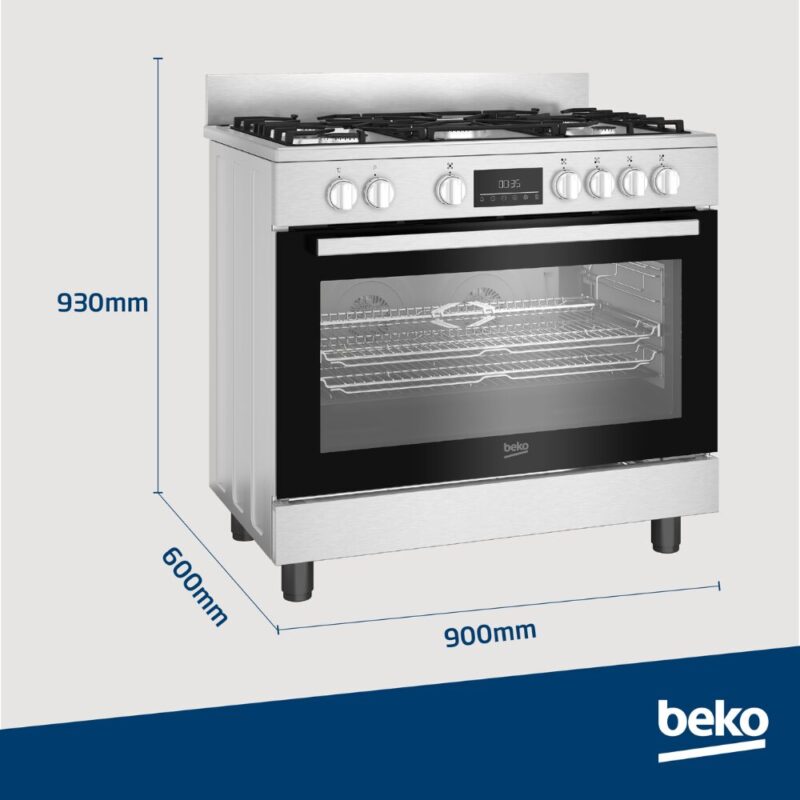 Beko 90cm Gas / Electric Cooker – Stainless Steel BGTW11225EX