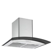 Falco 60cm Black Curved Glass Extractor - FAL-60-38SG-B