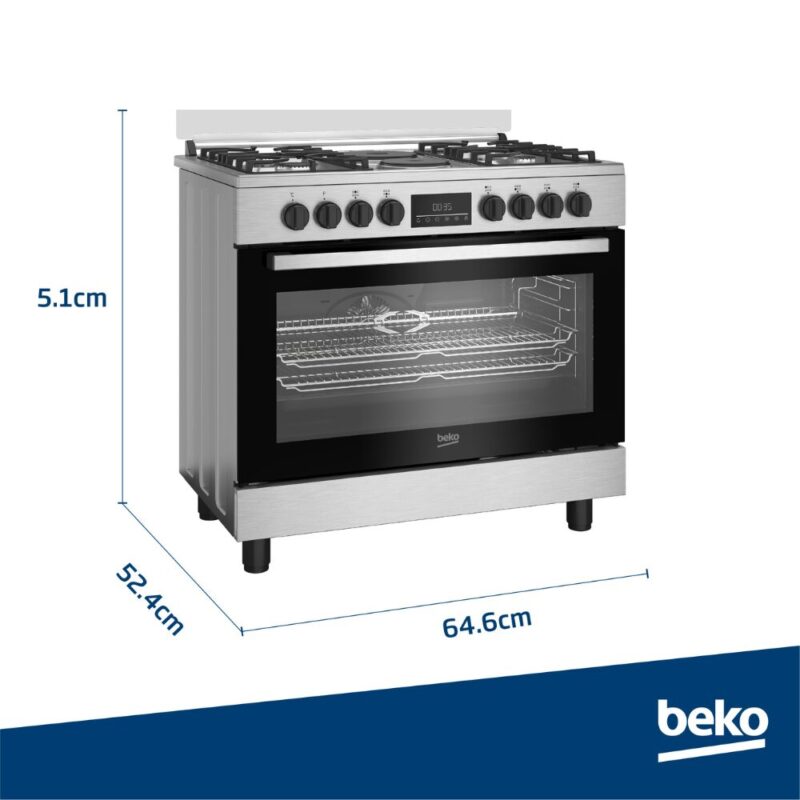 Beko 90cm Gas Electric Cooker – Inox BGM21225EX