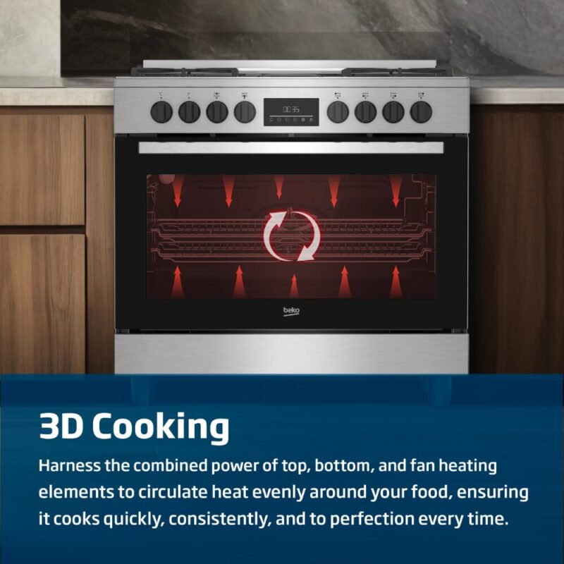 Beko 90cm Gas Electric Cooker – Inox BGM21225EX