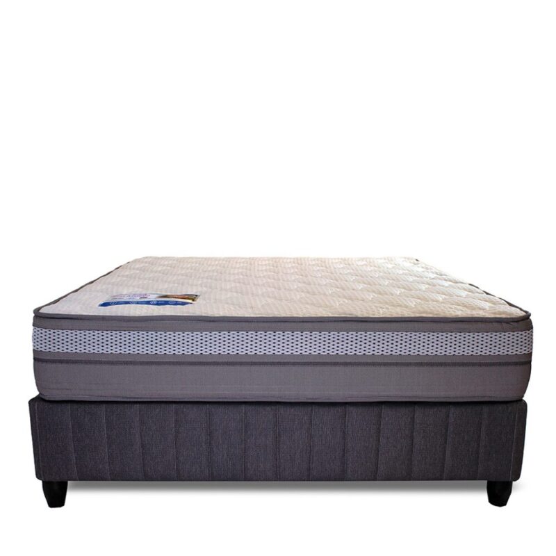 Pocketed Springs that mould to the contours of your body. Electrically-tempered coils for extra durability. No sagging edges – Perimeter edge support. Luxurious fillings for a deep and restful night’s sleep. No-turn quality mattress. Cooling Blue Bead Technology. High Density Foam Encased Pocket Spring Unit. Hygienic, Non-toxic, Allergy-free.