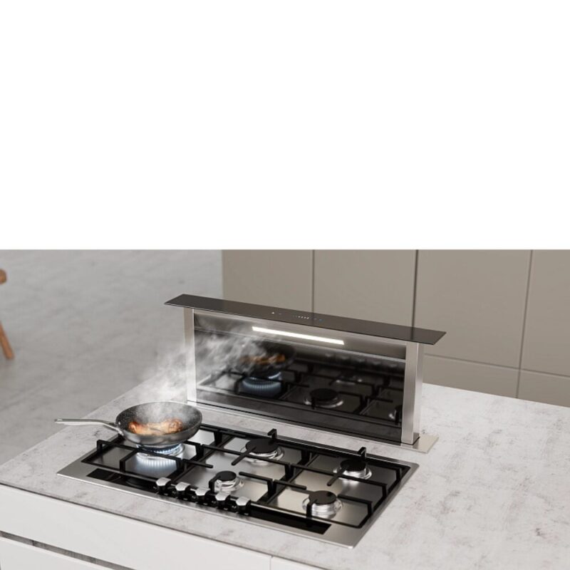 Falco 90cm Downdraft Black Glass Extractor – FAL-90-DDG-BG