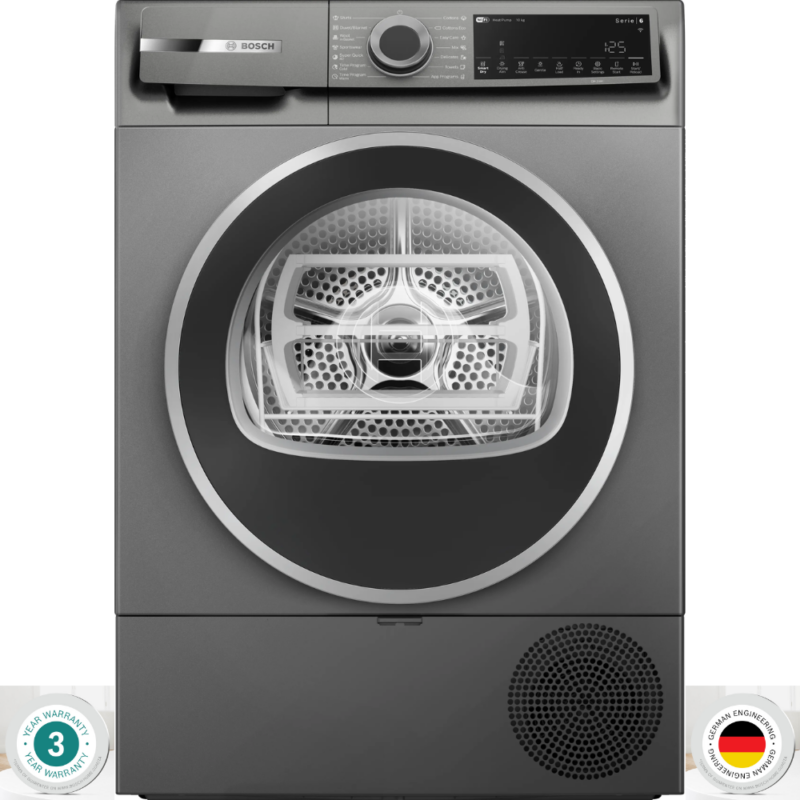 Bosch Series 6 Heat Pump Dryer 10kg – Cast Iron Grey WQJ2521RZA