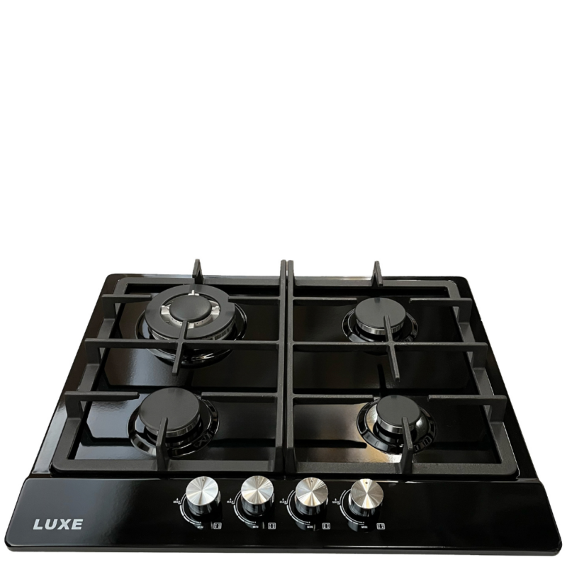 Luxe 60cm Black Enamel Gas hob with Battery Ignition – BS-60-B1