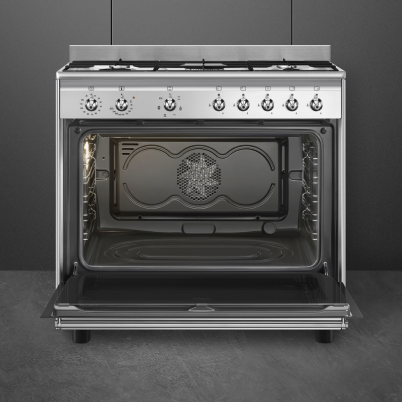 Smeg 90cm Gas / Electric Cooker – Stainless Steel CX90GM